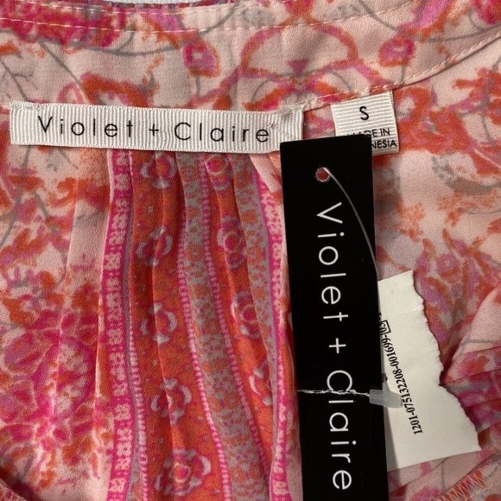 Violet + Claire Tunic Floral Sleeveless V-Neck Tie Front Cottagecore Boho Blouse - Picture 6 of 11
